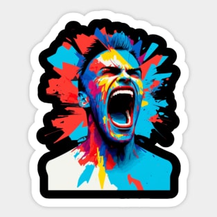 screaming man minimalism Sticker